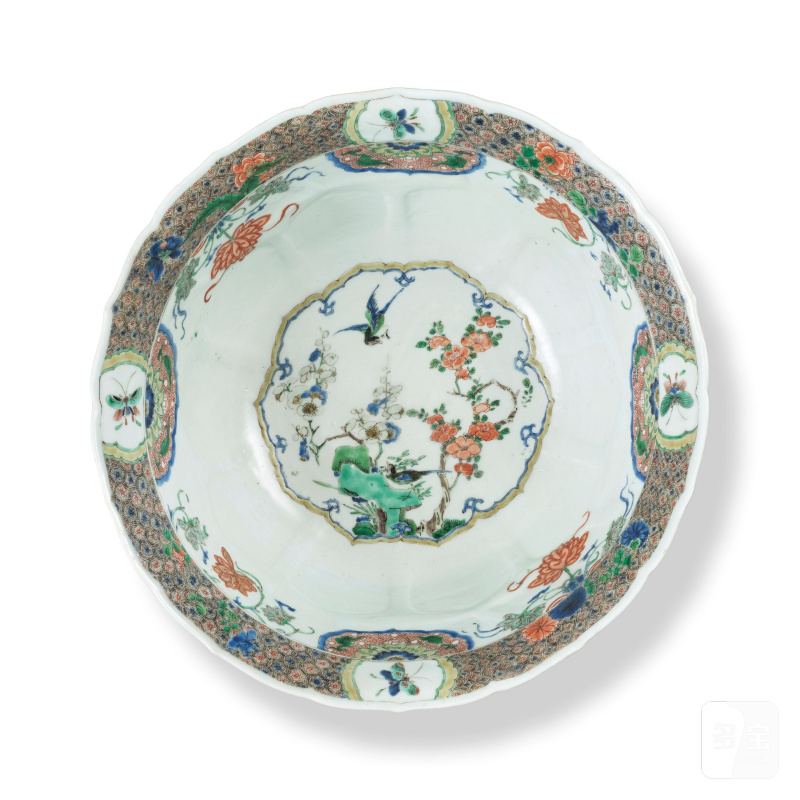 清康熙 五彩花鳥瑞獸圖盌 | GRAND BOL EN PORCELAINE DE LA FAMILLE VERTE - 图8